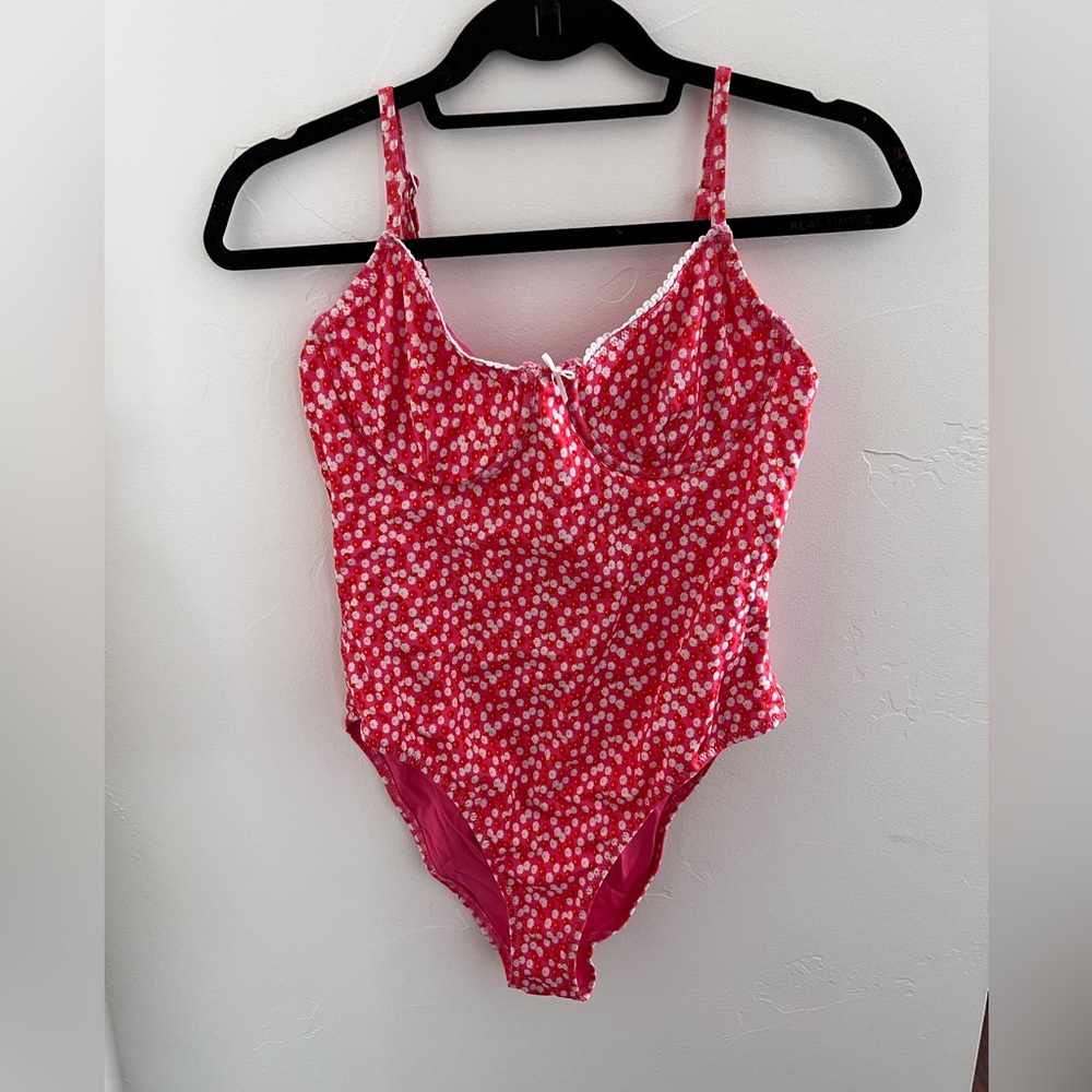 Solid & Striped Red One-Piece Swimsuit Size M